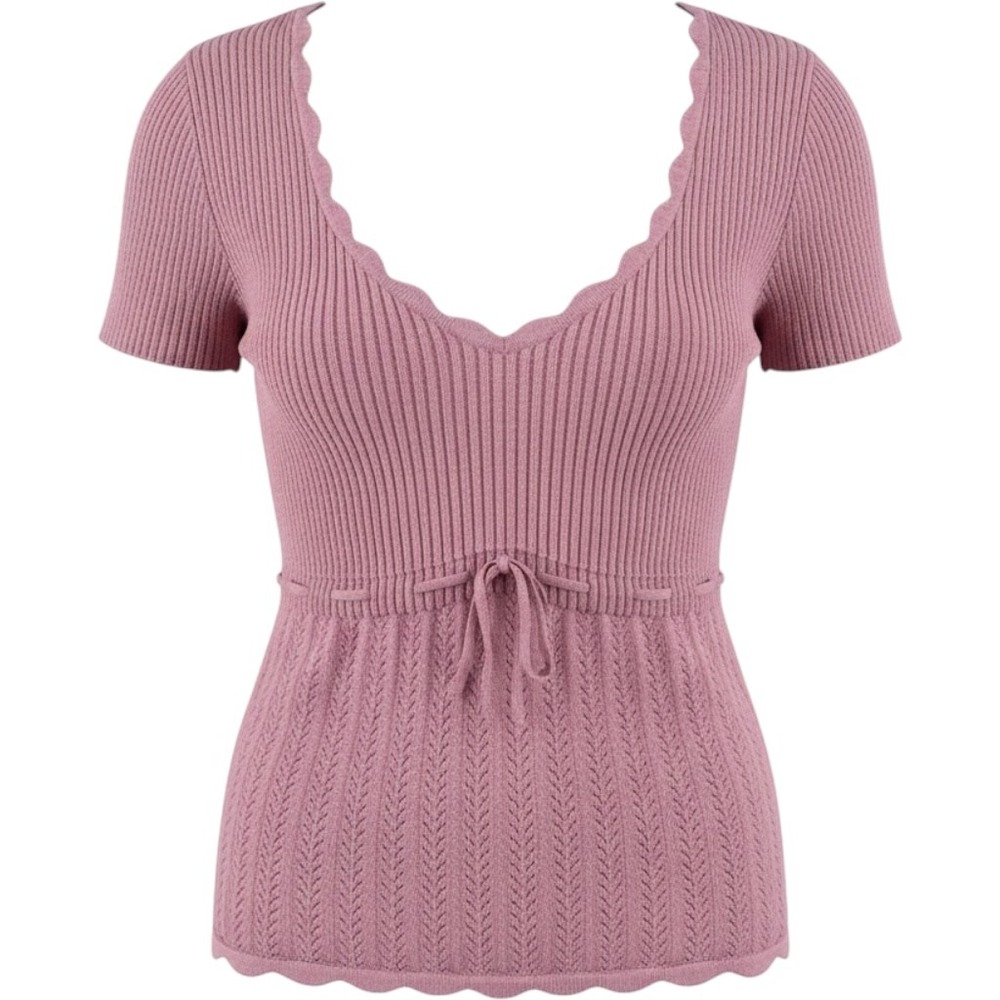 Aritzia Wilfred Soloist Pointelle Knit Sweetheart Top Pink XS Coquette